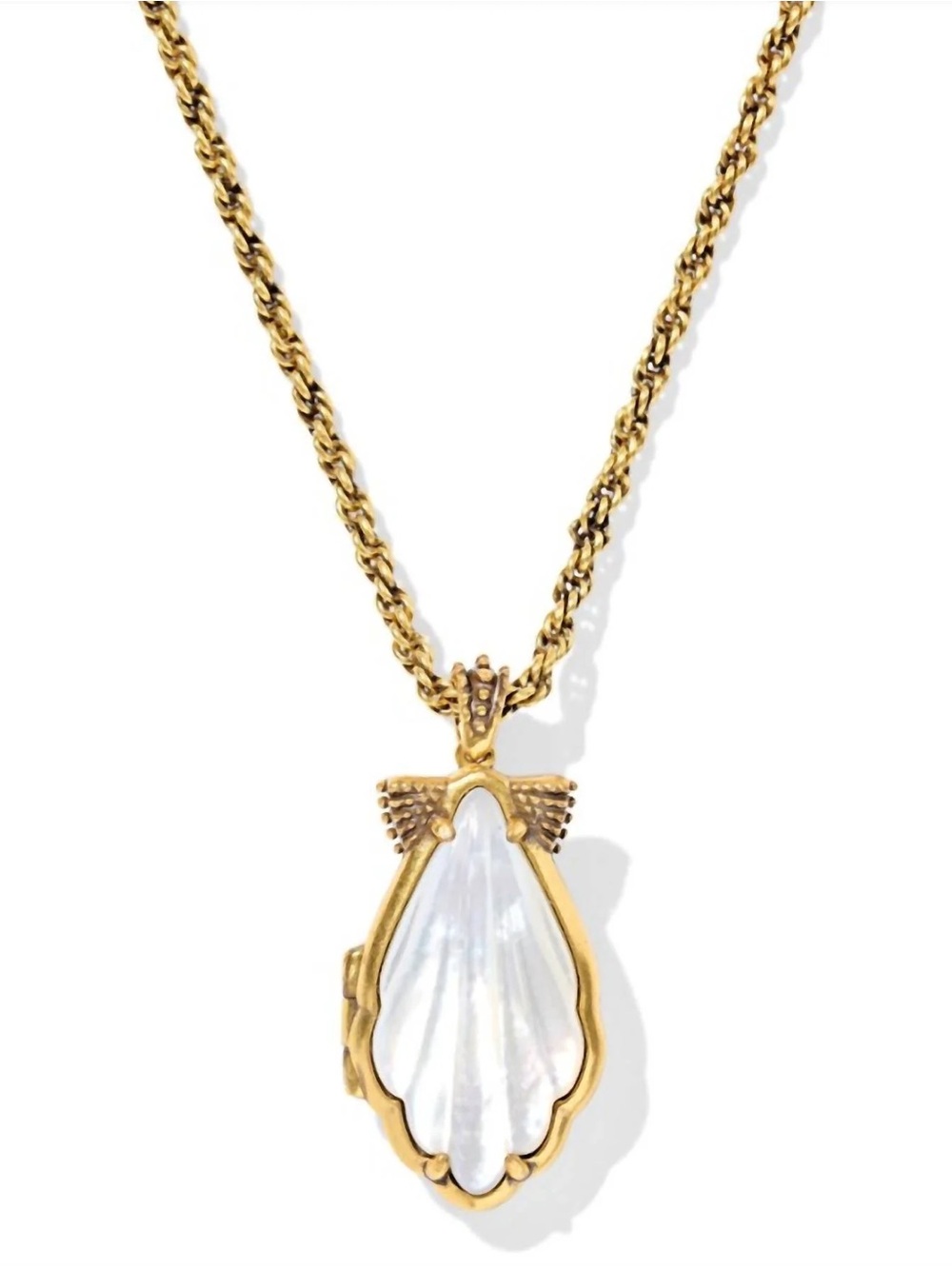 Kendra Scott Alexa Seashell Locket Gold-tone Necklace with White Mother-of-Pearl